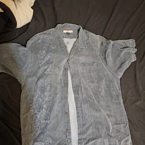 Tommy Bahama Tahitian Border Classic Fit Shirt Grey/blue XL Button-Up Girl Back